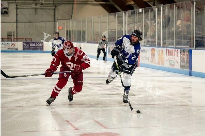  Arver skates with Waldorf University in an ACHA game (Yost Photography)  
