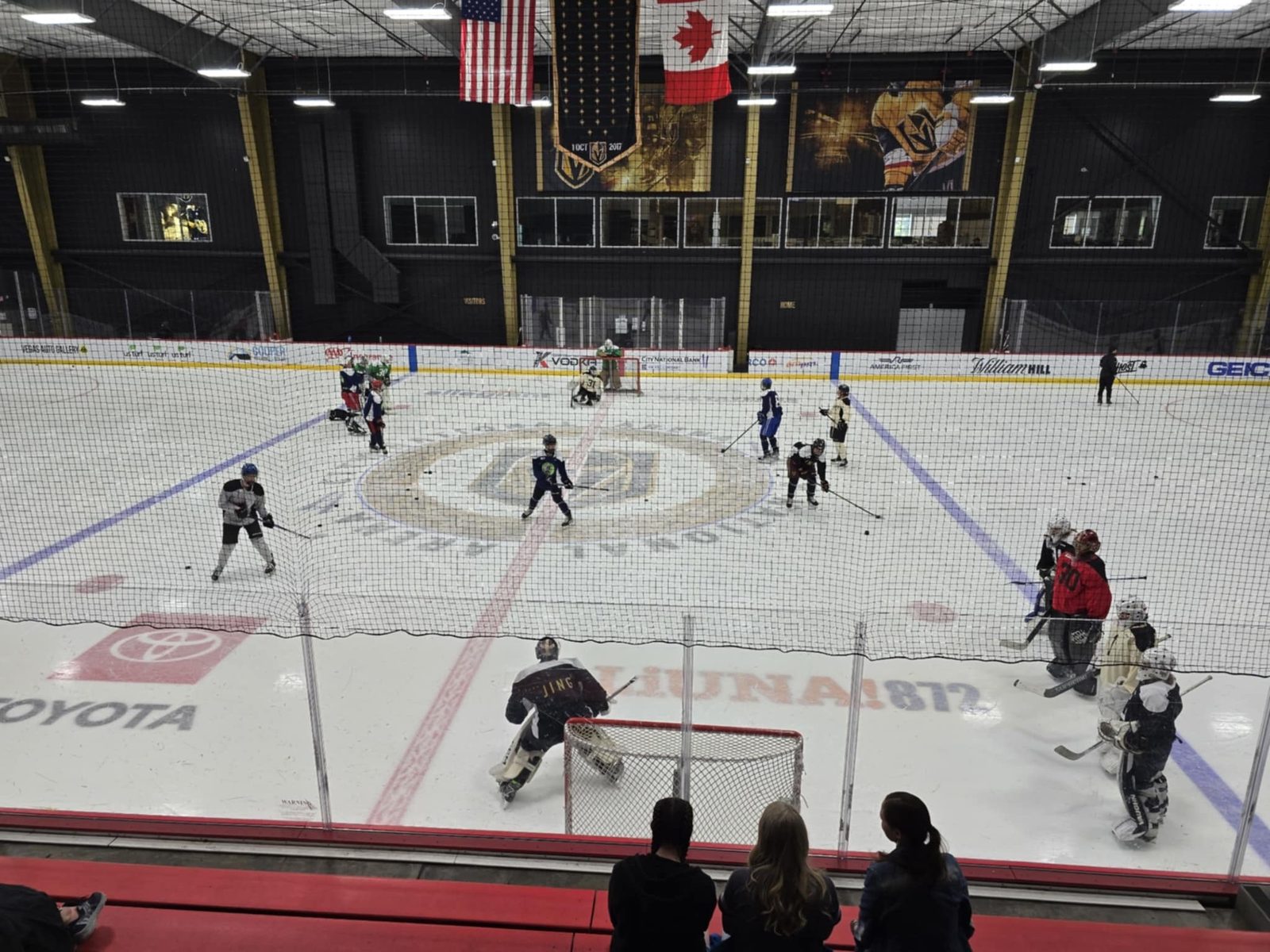 Skills work during the goalie session at the camp