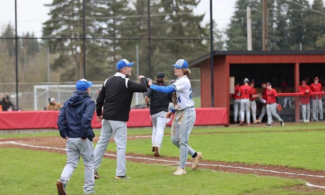 Orcas High School baseball in a game this season (Photo Credit: Alyson Stephens, submitted by OHS baseball coaching staff)